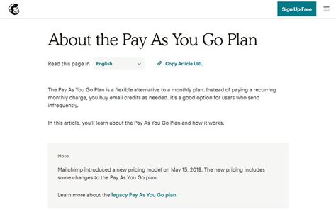 mailchimp pay as you go pricing